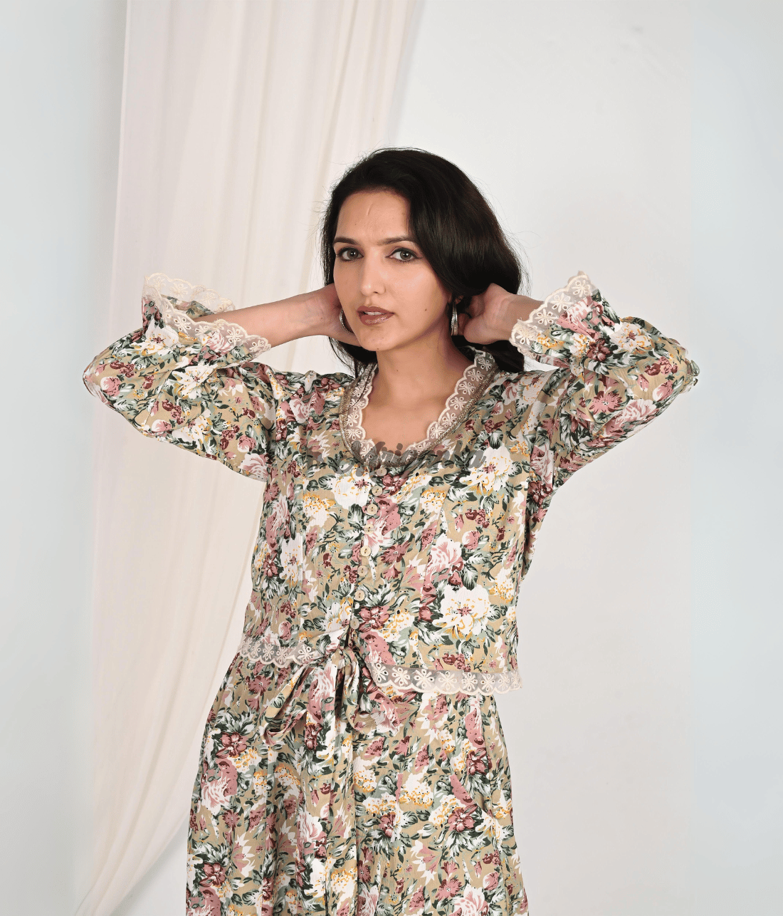 Shop Stylish Printed Co Ord Sets Online at Mriganka | Crop Top with Flared Pant - Cotton Fabric