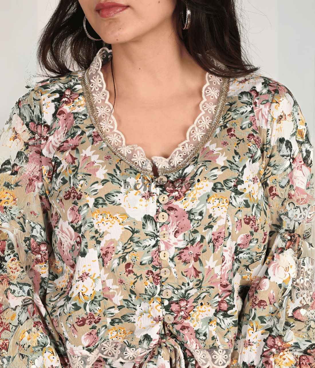 Shop Stylish Printed Co Ord Sets Online at Mriganka | Crop Top with Flared Pant - Cotton Fabric