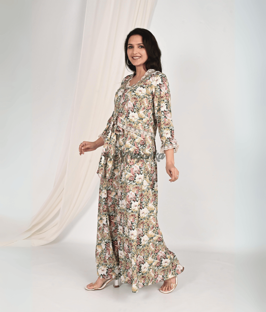 Shop Stylish Printed Co Ord Sets Online at Mriganka | Crop Top with Flared Pant - Cotton Fabric