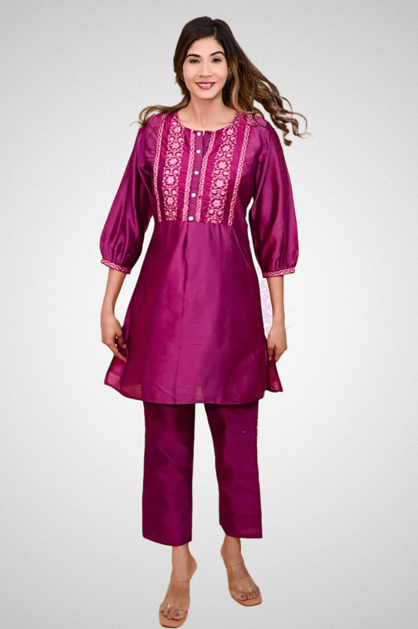 Shop Chanderi Co Ord Sets with Lining Online at Mriganka