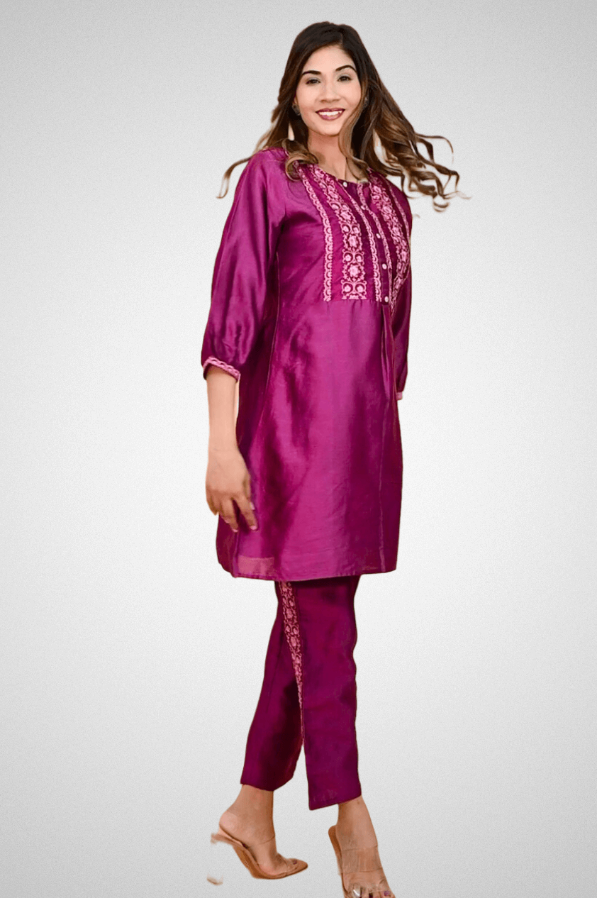Shop Chanderi Co Ord Sets with Lining Online at Mriganka