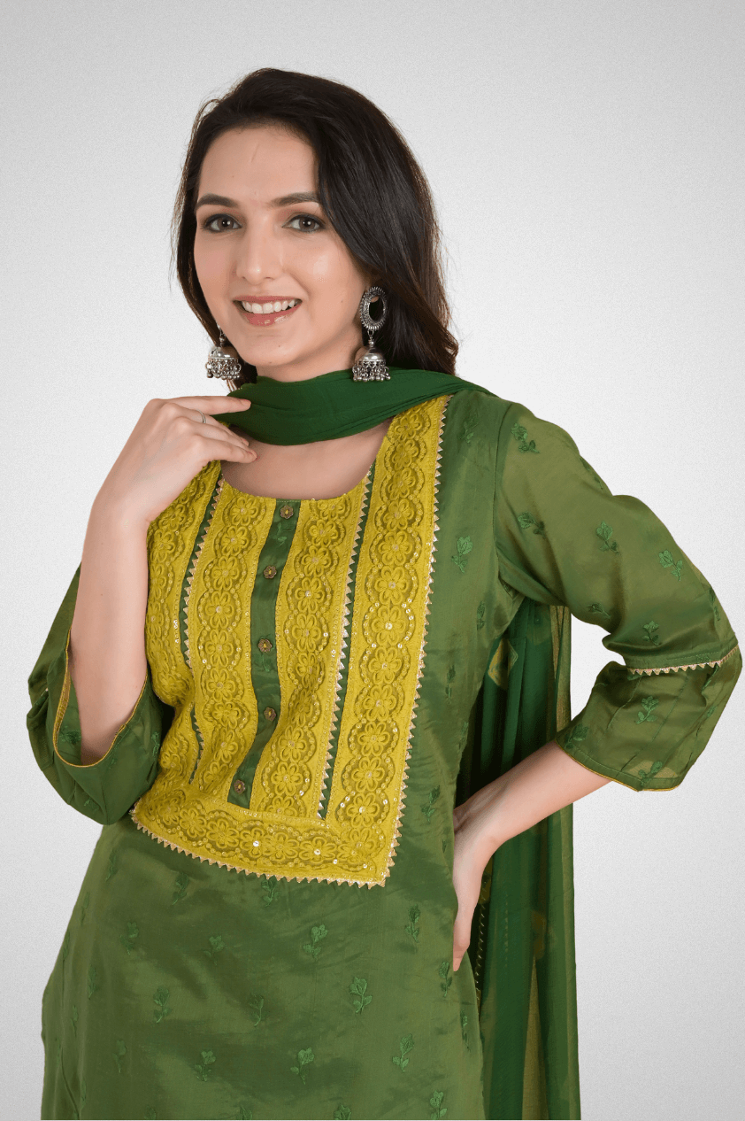 Shop Exquisite Banarsi Handloom Chanderi Suit Sets Online at Mriganka