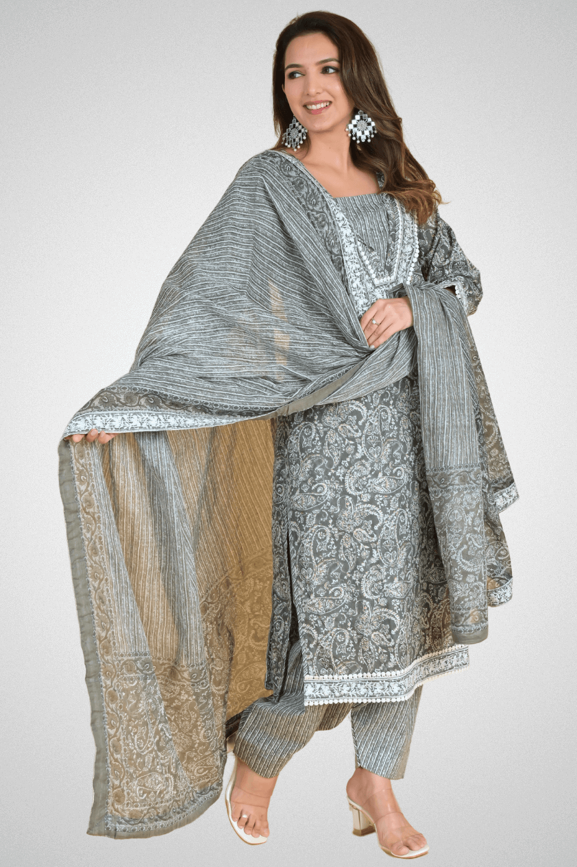 Shop Stylish Jaipuri Paisley Print Kurta Pant Sets at Mriganka