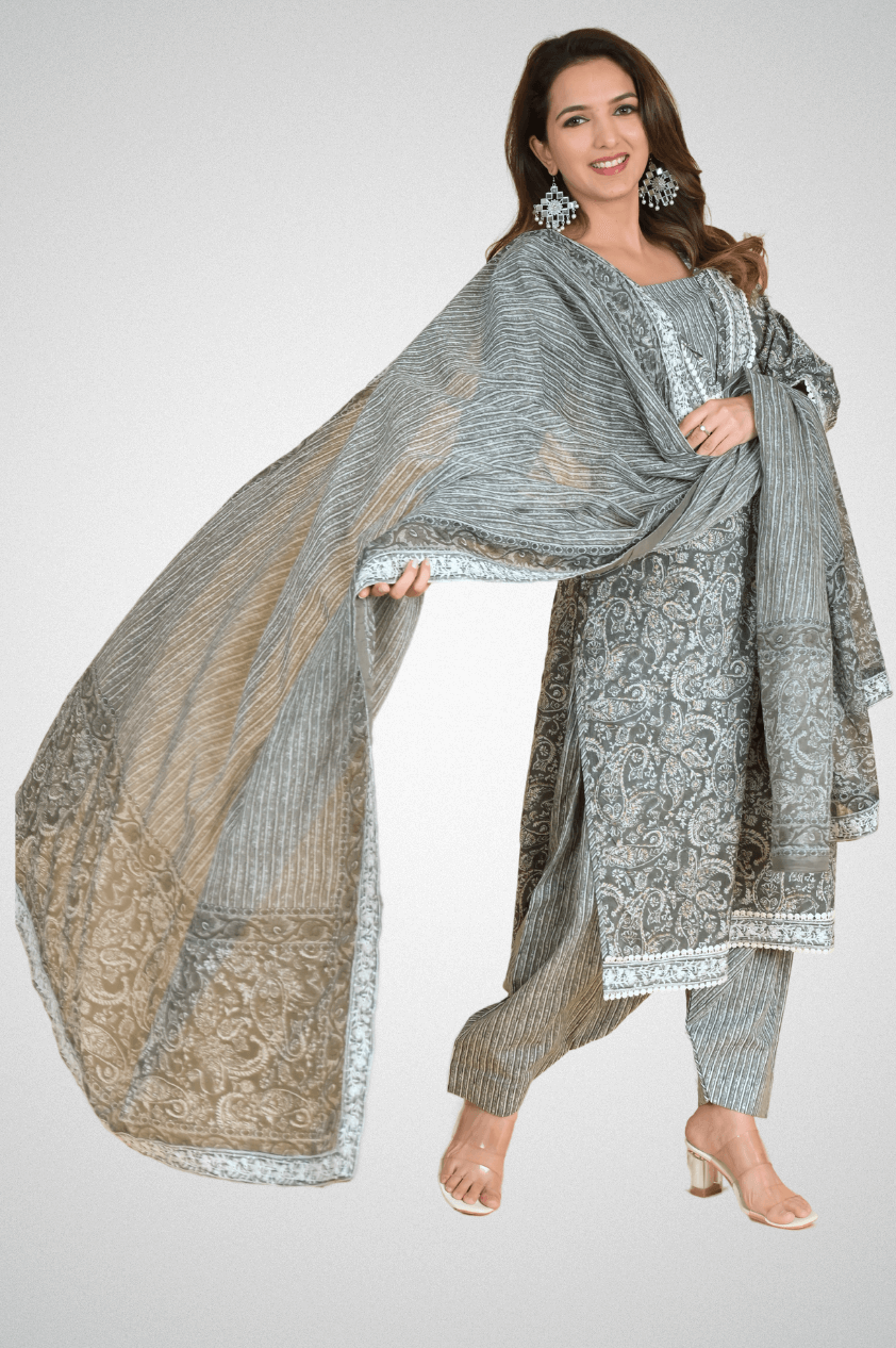 Shop Stylish Jaipuri Paisley Print Kurta Pant Sets at Mriganka