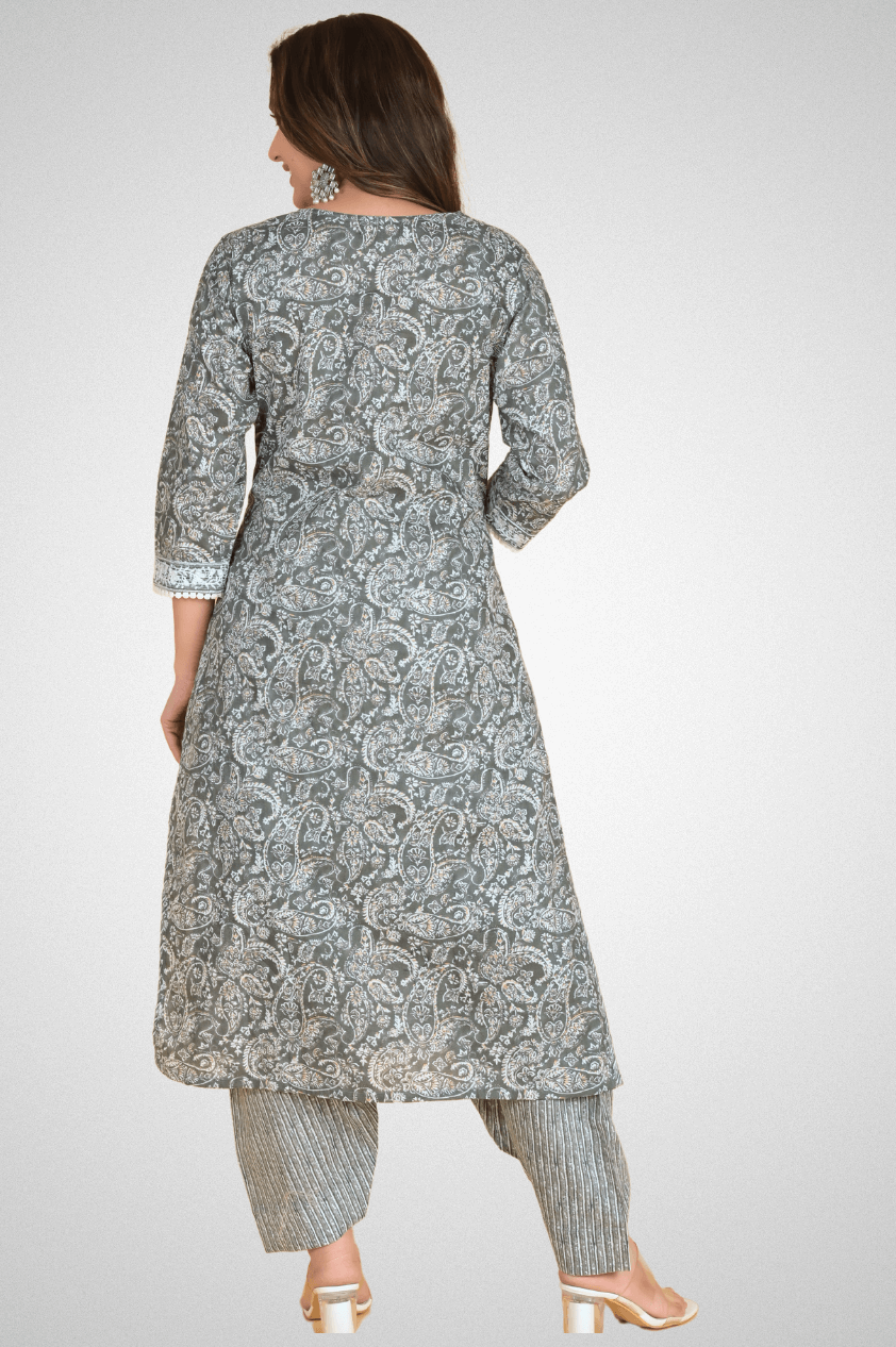 Shop Stylish Jaipuri Paisley Print Kurta Pant Sets at Mriganka