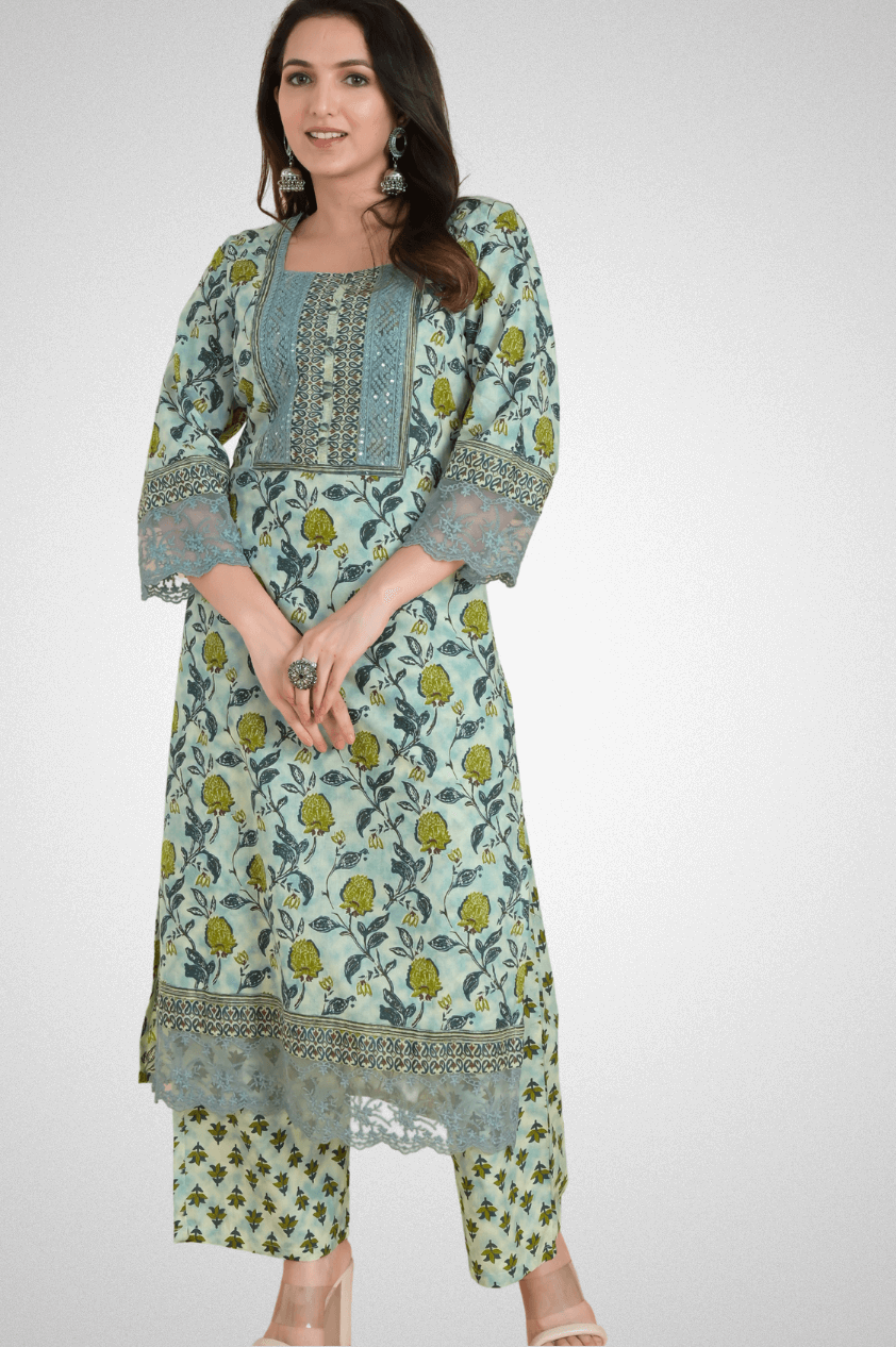 Elevate Your Ethnic Style: Buy Exquisite Block Print Suit Sets Online at Mriganka