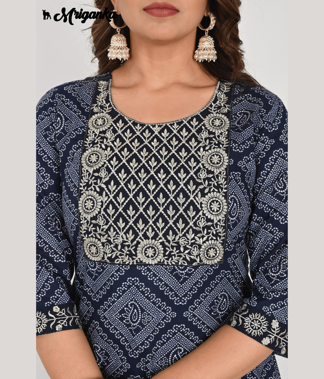 Shop Elegant Kurta with Flaired Skirt Set Embellished with Embroidery