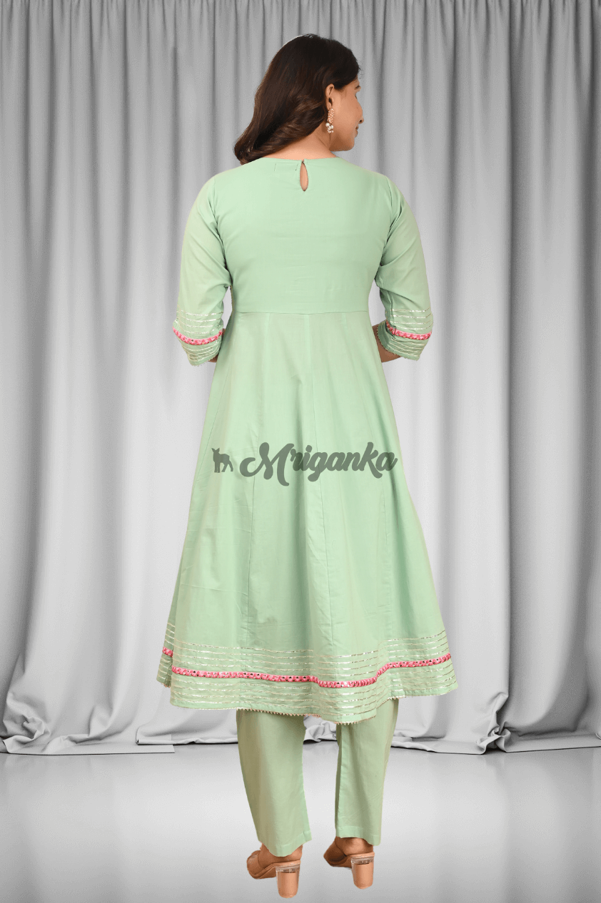 Anarkali Suit Set | Embroidery | Lace & Gota Work- Buy at Mriganka