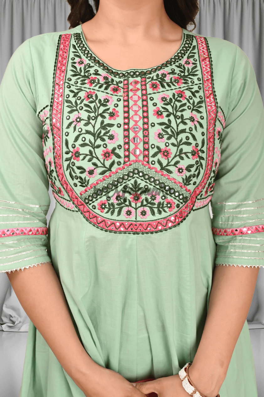 Anarkali Suit Set | Embroidery | Lace & Gota Work- Buy at Mriganka