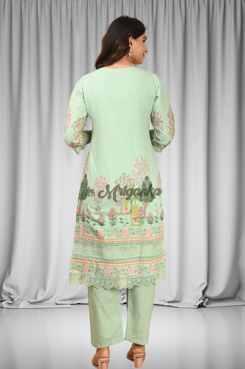 Straight Suit Set | Inner Lining | Lace Work- Buy at Mriganka