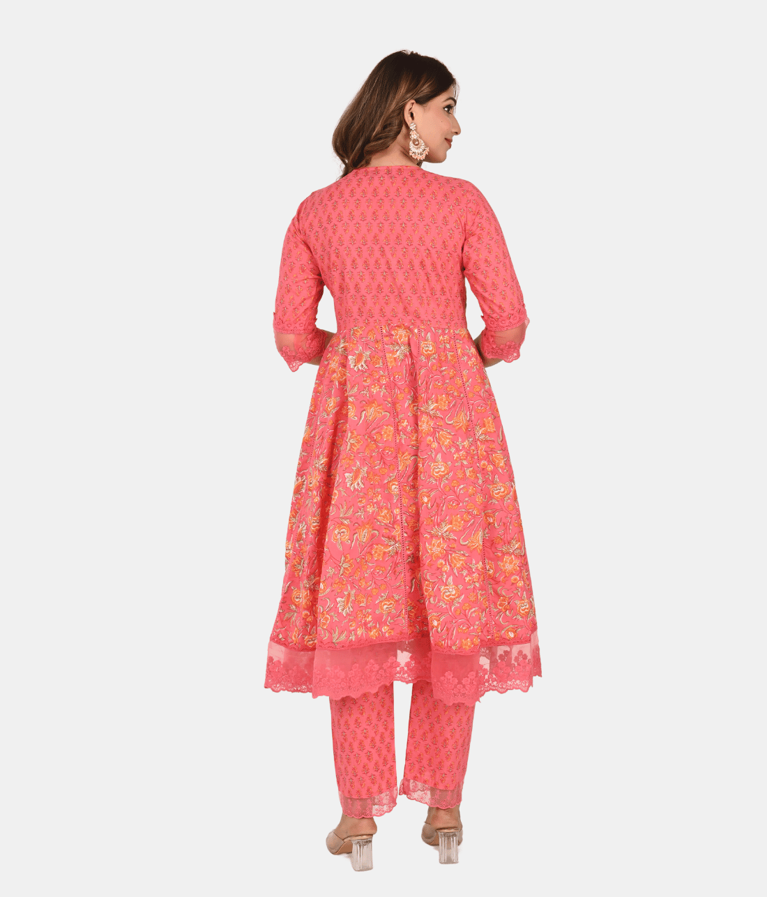 Shop Exquisite Anarkali Suit Set with Lace Embellishments