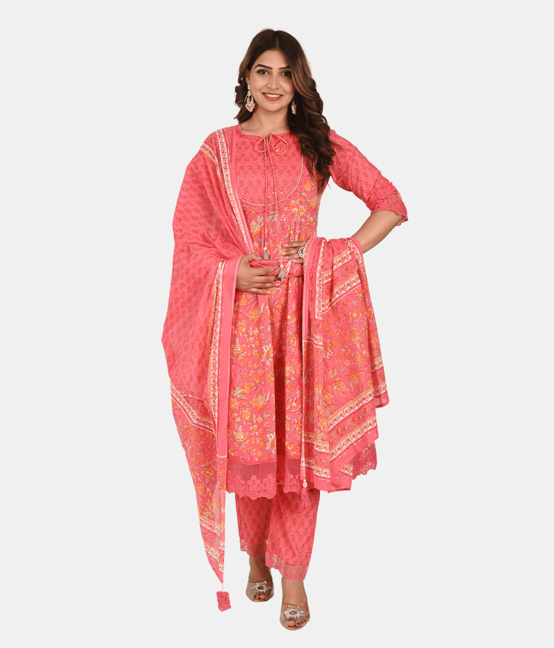 Shop Exquisite Anarkali Suit Set with Lace Embellishments