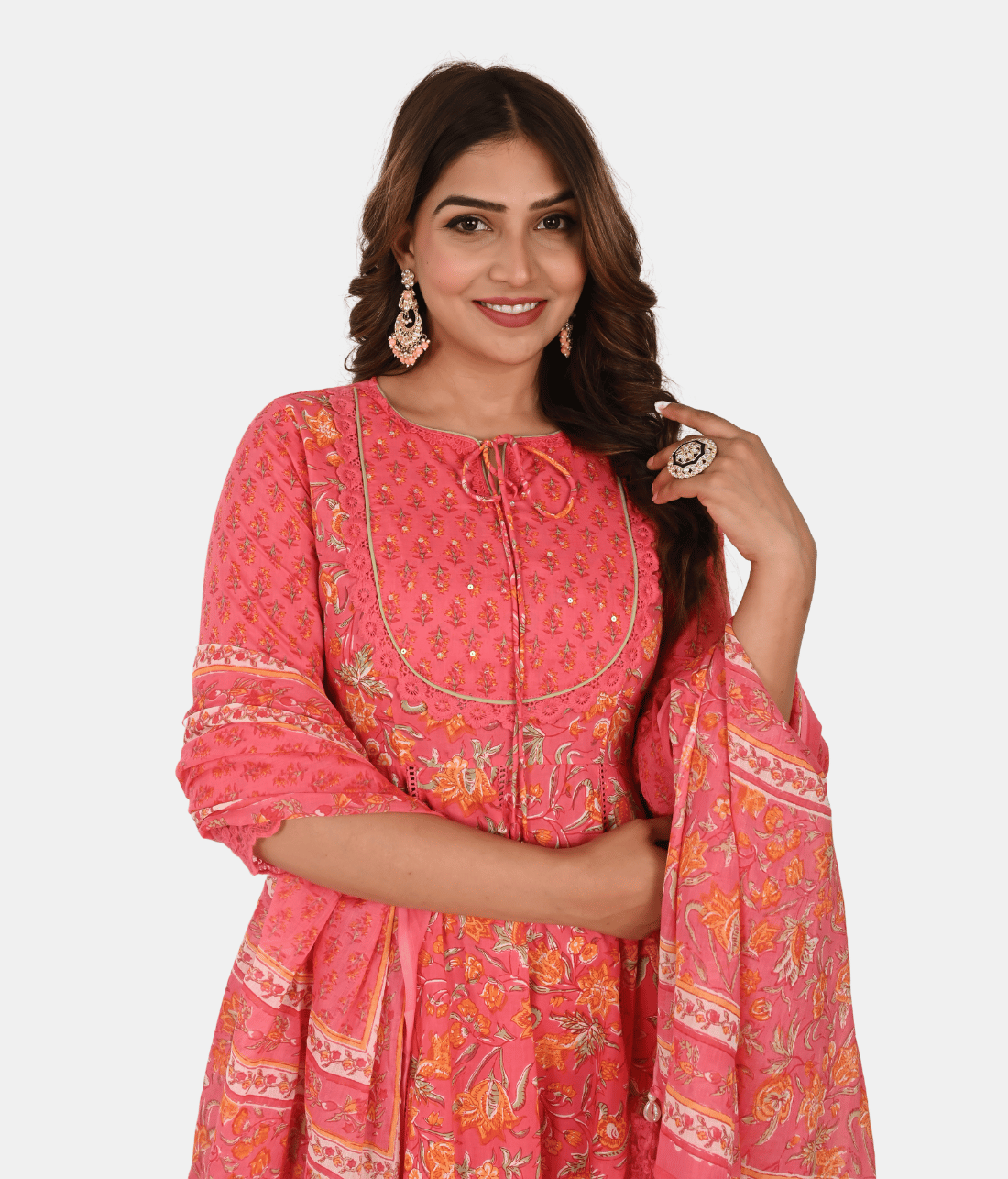 Shop Exquisite Anarkali Suit Set with Lace Embellishments