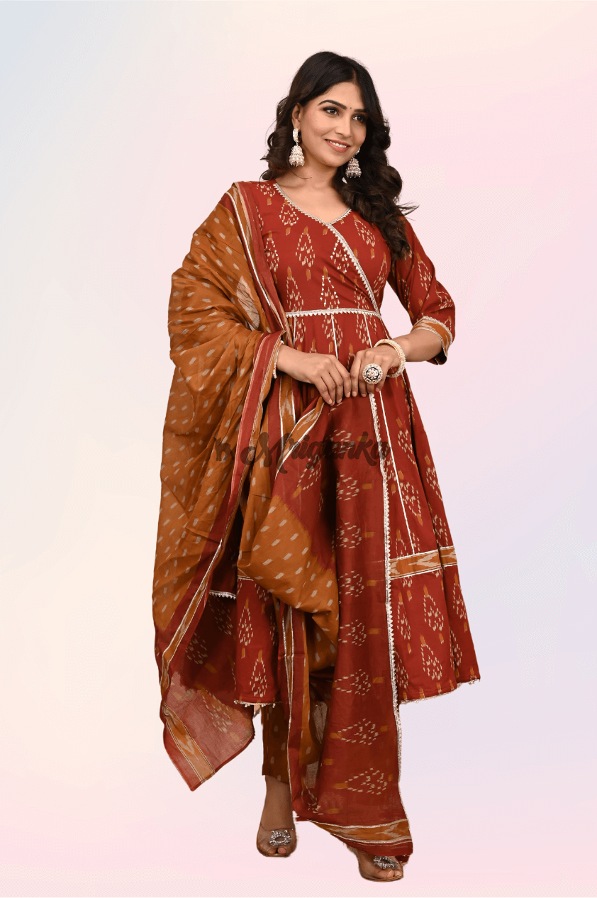 Anarkali Suit Set | Pure Cotton Fabric | Angrakha Style  - Buy at Mriganka