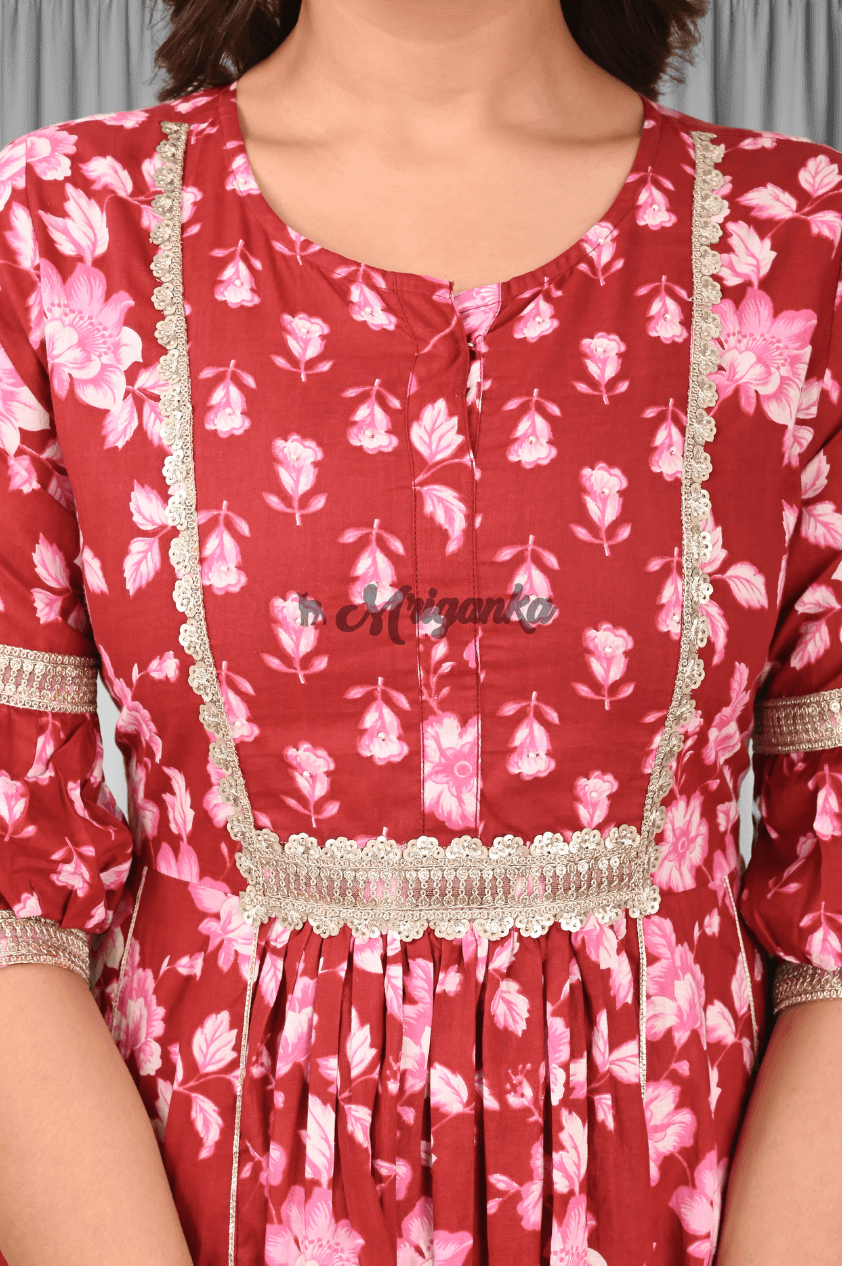 A Line Suit Set | Lace And Bijiya Work - Buy at Mriganka