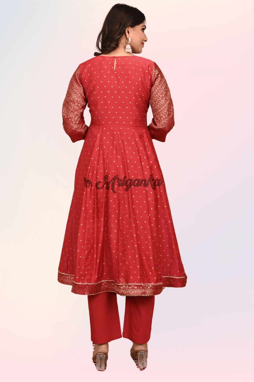 Anarkali Suit Set | Chanderi Silk Fabric | Intricate Handwork  - Buy at Mriganka