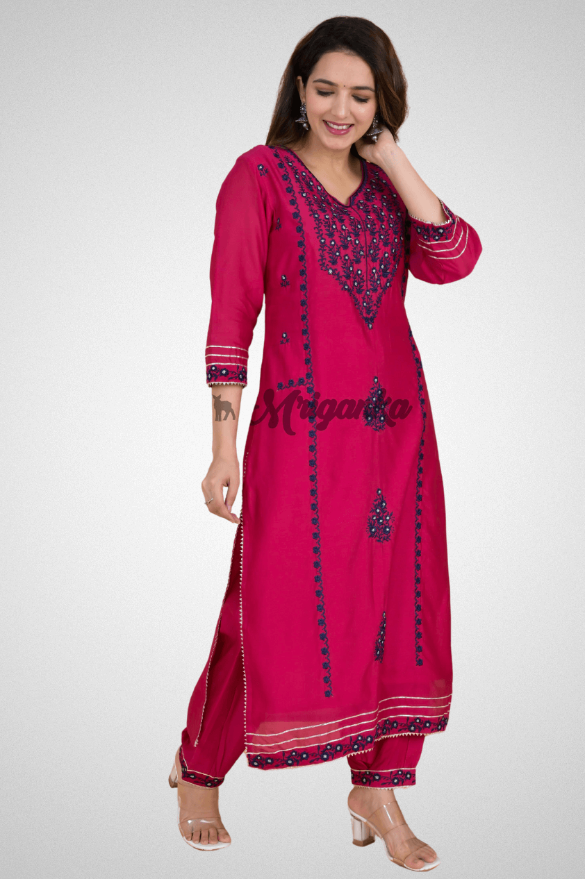 Shop Exquisite Embroidered Chanderi Suit Sets Online at Mriganka