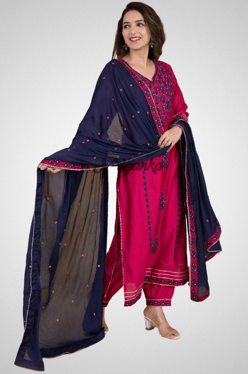 Shop Exquisite Embroidered Chanderi Suit Sets Online at Mriganka