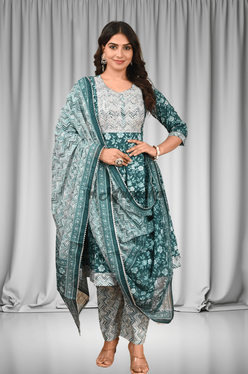 Anarkali Suit Set | Embroidery | Bijiya Work- Buy at Mriganka