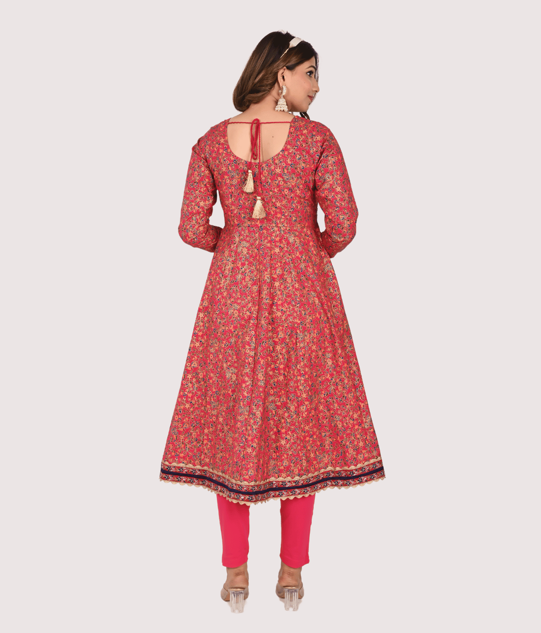 Buy Gold Print Anarkali Dupatta Set from Mriganka