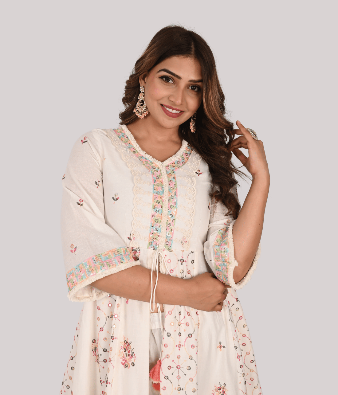 Elegant Anarkali with Front Slit Palazzo Set - Shop Now at Mriganka